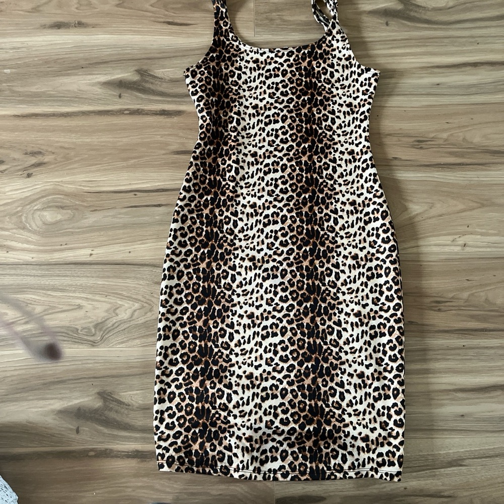 Leopard Print Bodycon Dress - Brown/Black